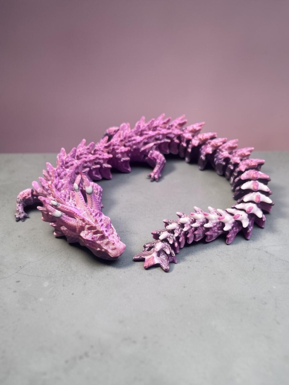 10” 3D Articulated Metallic Purple Pink and White Dragon - Picture 13 of 14